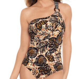 AMORESSA MIRACLESUIT One Piece Tellicherry Swimsuit Size 12 NEW Shaping  Stretch